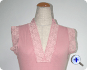 幅広レースを使用したリブノースリーブ